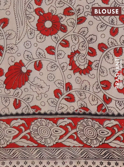 Kalamkari cotton saree grey and maroon with allover prints and printed border