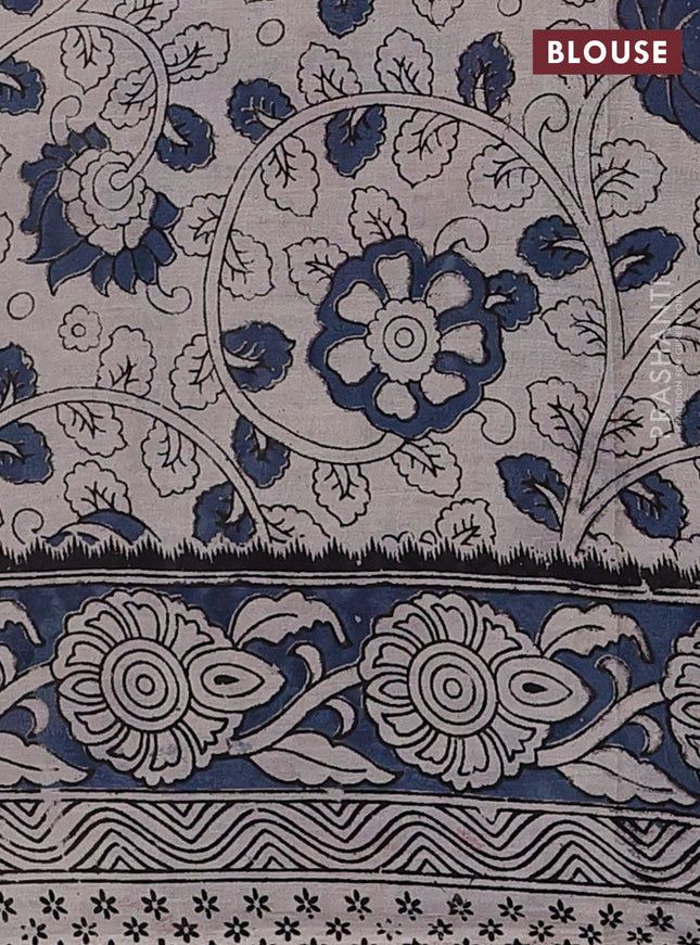 Kalamkari cotton saree maroon and grey with allover prints and printed border