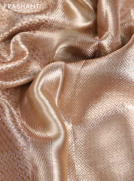 Banarasi tissue silk saree gold and red with allover zari woven brocade weaves and zari woven border