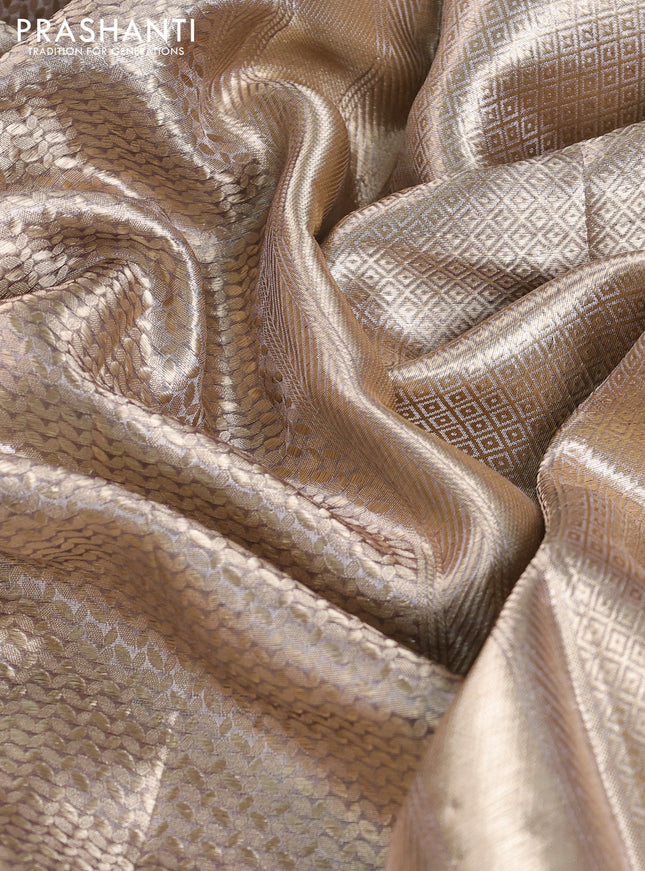 Banarasi tissue silk saree gold and purple with allover zari woven brocade weaves and zari woven border