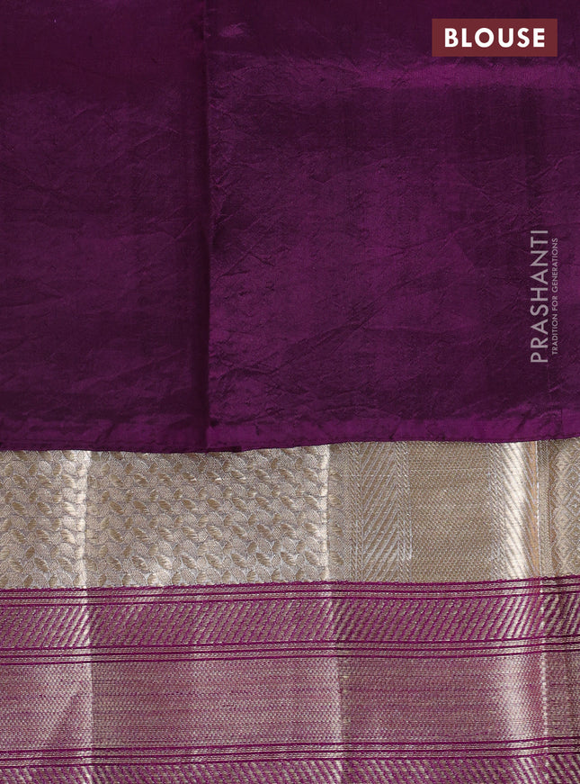 Banarasi tissue silk saree gold and purple with allover zari woven brocade weaves and zari woven border