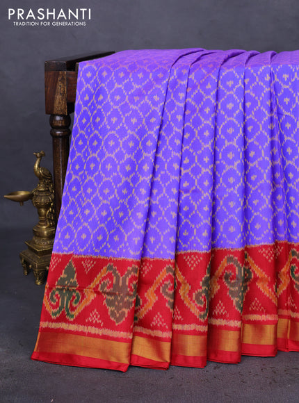 Rajkot patola silk saree violet shade and red with allover ikat weaves and ikat woven ikat border