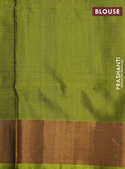 Pure uppada silk saree black and light green with allover silver & gold zari woven buttas and long zari woven butta border