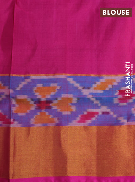 Pure uppada silk saree grey and pink with allover silver & gold zari woven buttas and ikat woven zari border