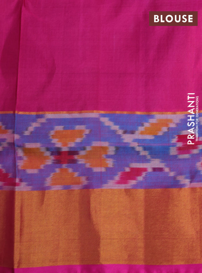 Pure uppada silk saree grey and pink with allover silver & gold zari woven buttas and ikat woven zari border