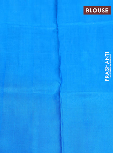 Pure uppada silk saree yellow and cs blue with silver & gold zari woven coin buttas and simple border