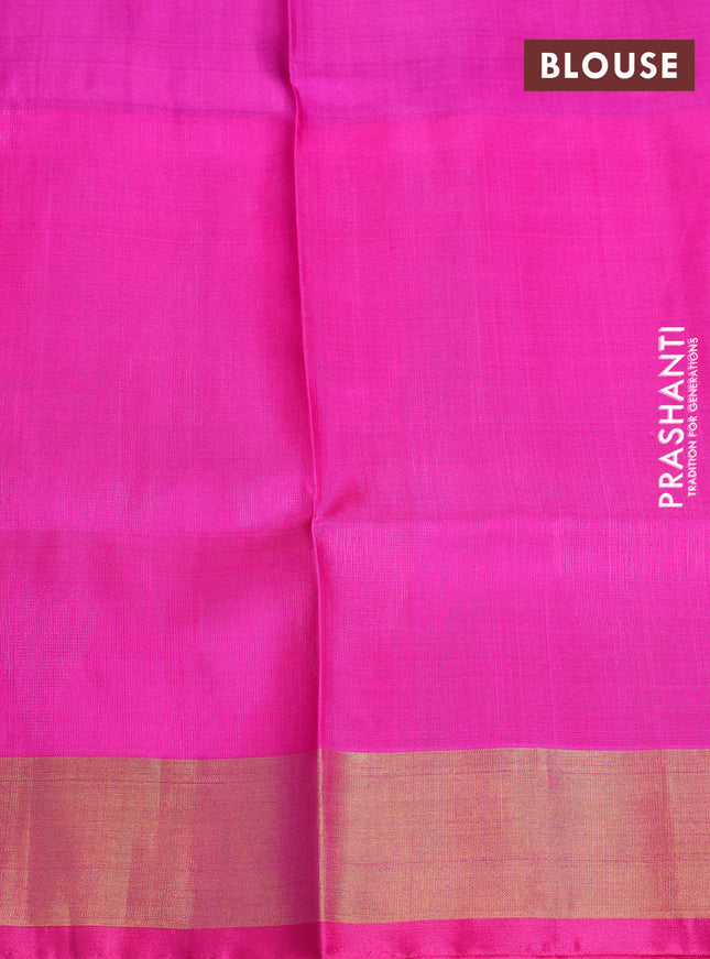Pure uppada silk saree purple and pink with silver & gold zari woven buttas and long zari woven butta border