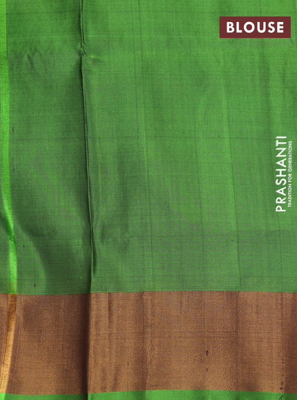 Pure uppada silk saree deep maroon and light green with silver & gold zari woven buttas and long floral zari woven butta border