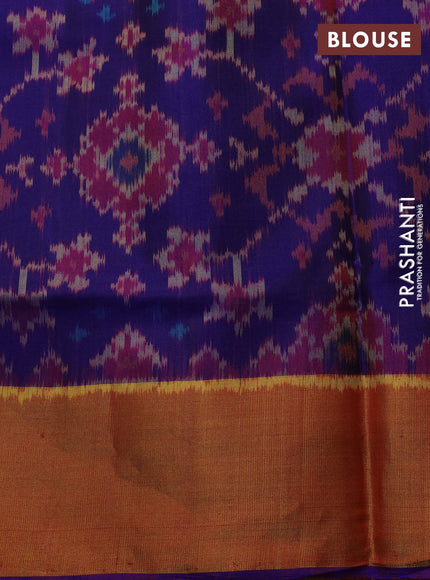 Rajkot patola silk saree blue and dual shade of maroon with allover ikat weaves and zari woven border