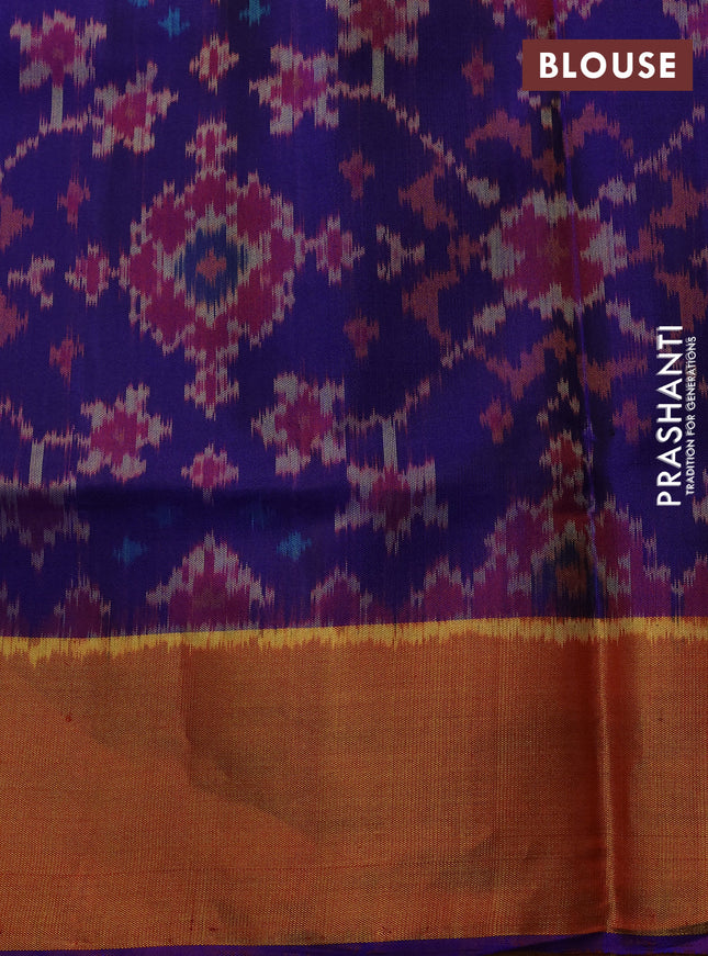 Rajkot patola silk saree blue and dual shade of maroon with allover ikat weaves and zari woven border