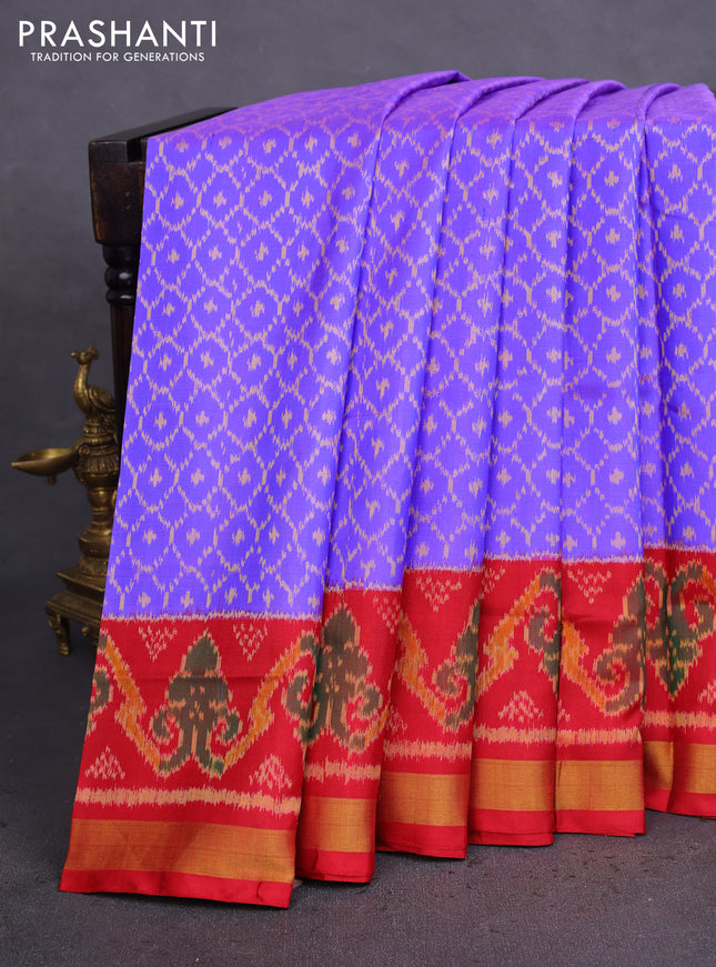 Rajkot patola silk saree lavender and red with allover ikat weaves and zari woven border