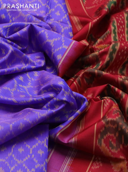 Rajkot patola silk saree lavender and red with allover ikat weaves and zari woven border