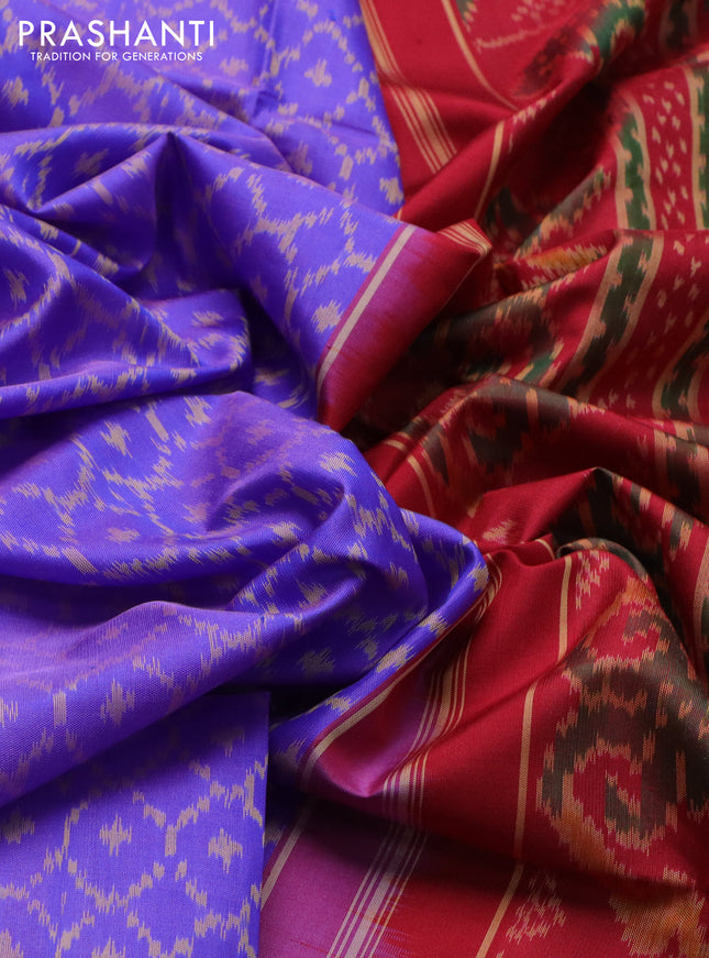 Rajkot patola silk saree lavender and red with allover ikat weaves and zari woven border