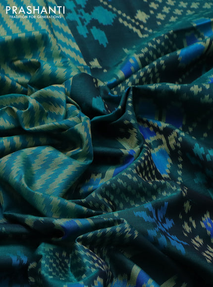 Rajkot patola silk saree teal blue and peacock green with allover ikat weaves and zari woven border