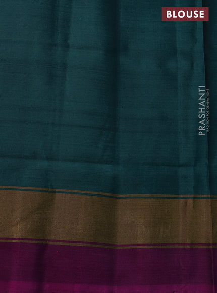 Rajkot patola silk saree teal blue and peacock green with allover ikat weaves and zari woven border