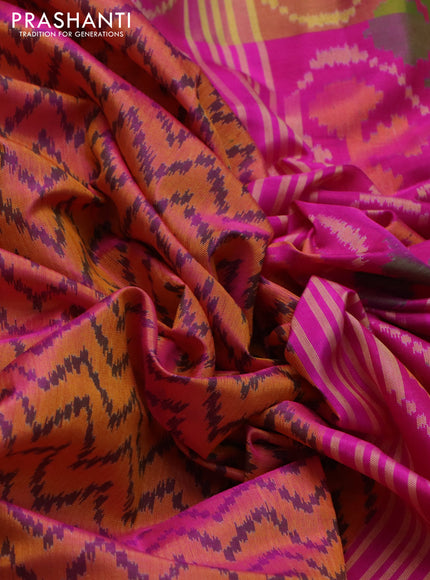 Rajkot patola silk saree yellow and pink with allover ikat weaves and zari woven border