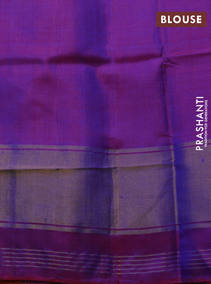 Rajkot patola silk saree fluorescent green and dual shade of bluish maroon with plain body and zari woven border