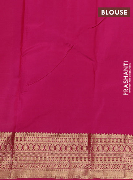 Pure kanchipuram silk saree dual shade of mustard yellowish pink and pink with allover zari woven 1000 buttas and zari woven border
