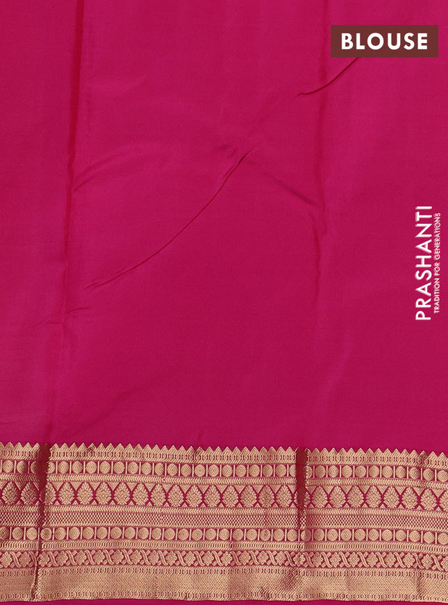 Pure kanchipuram silk saree dual shade of mustard yellowish pink and pink with allover zari woven 1000 buttas and zari woven border
