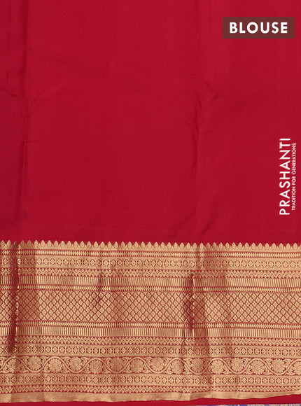 Pure kanchipuram silk saree blue and red with allover zari woven 1000 buttas and zari woven border