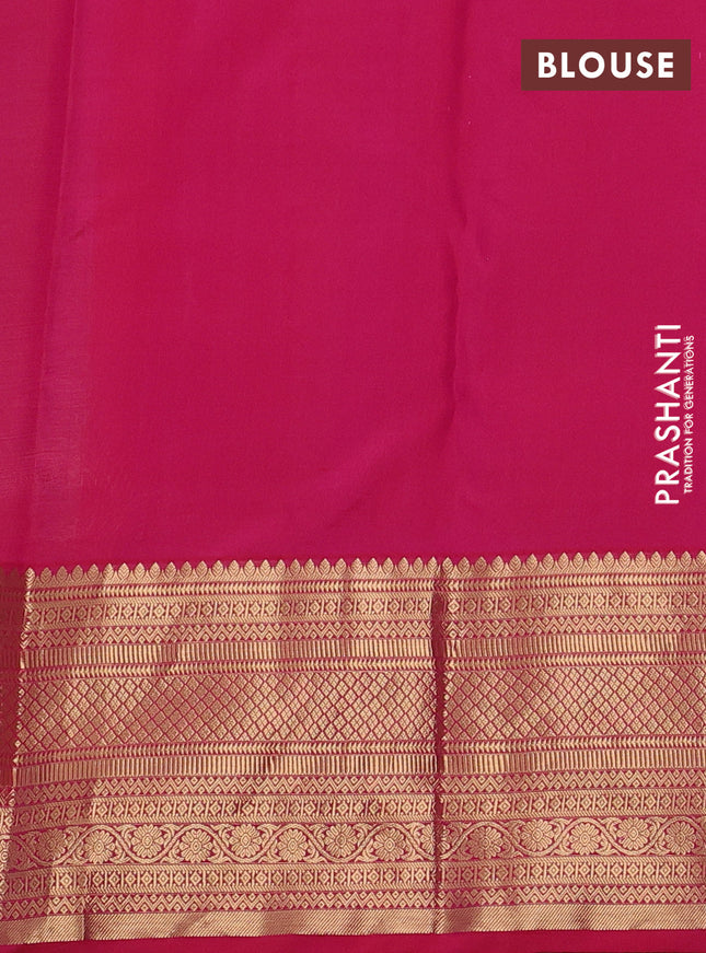 Pure kanchipuram silk saree beige and pink with allover zari woven 1000 buttas and zari woven border