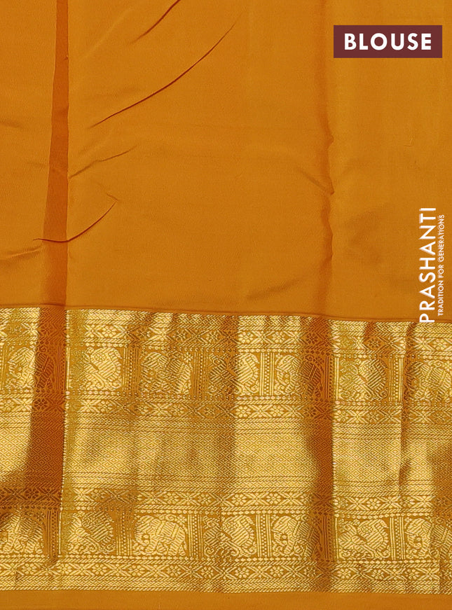 Pure kanchipuram silk saree red and mustard yellow with allover zari woven 1000 butta weaves and long zari woven korvai border