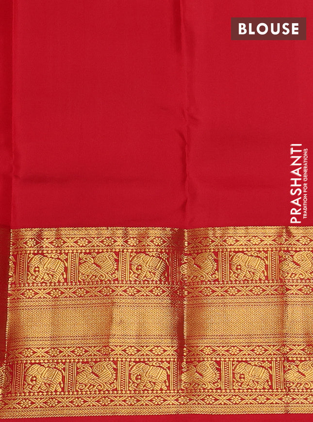 Pure kanchipuram silk saree pastel lavender and red with allover zari woven 1000 butta weaves and long zari woven korvai border