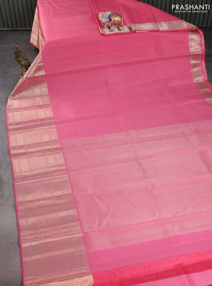 Pure kanchipuram silk saree peach pink with allover zari woven 1000 butta weaves and long rich zari woven border