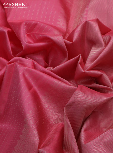 Pure kanchipuram silk saree peach pink with allover zari woven 1000 butta weaves and long rich zari woven border