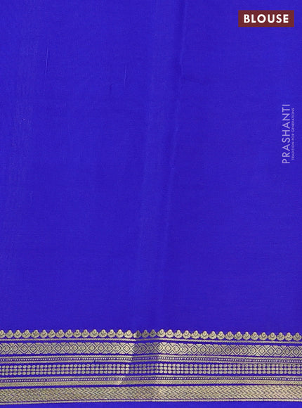 Pure mysore silk saree pastel maroon and royal blue with plain body and zari woven border