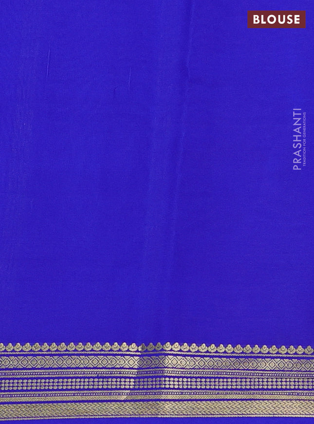 Pure mysore silk saree pastel maroon and royal blue with plain body and zari woven border