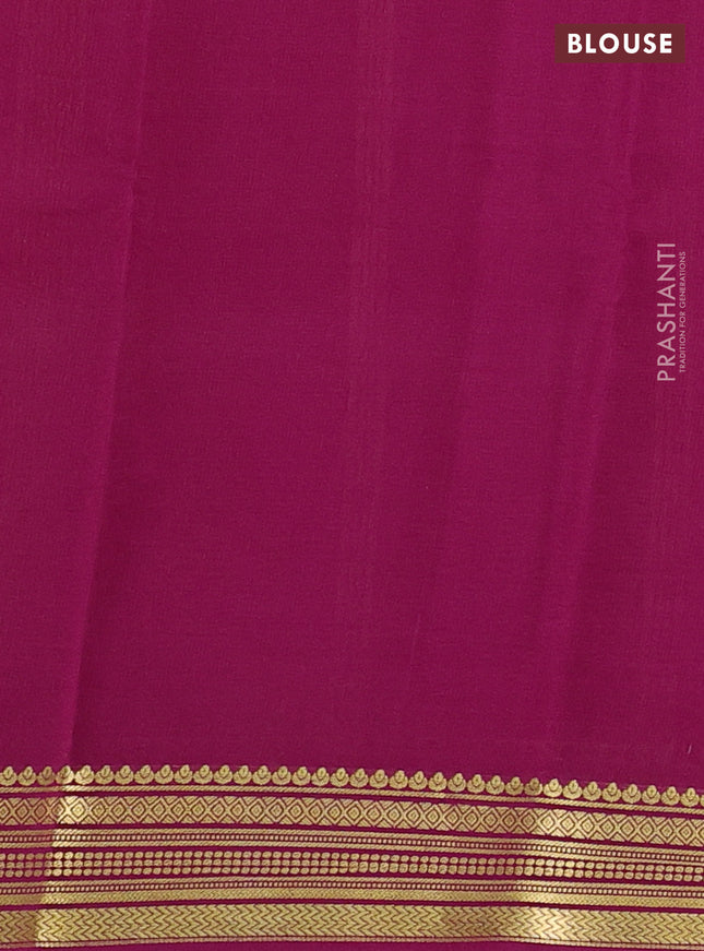 Pure mysore silk saree mauve pink and magenta pink with plain body and zari woven border