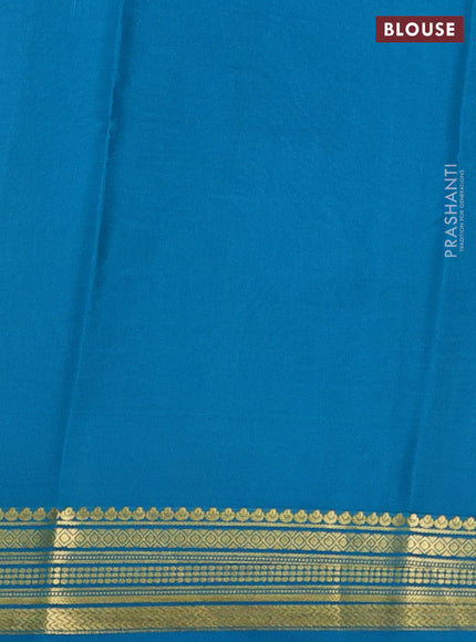 Pure mysore silk saree mango yellow and cs blue with plain body and zari woven border