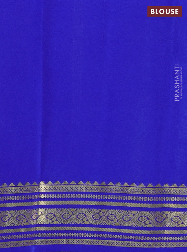 Pure mysore silk saree pista green and blue with plain body and zari woven border
