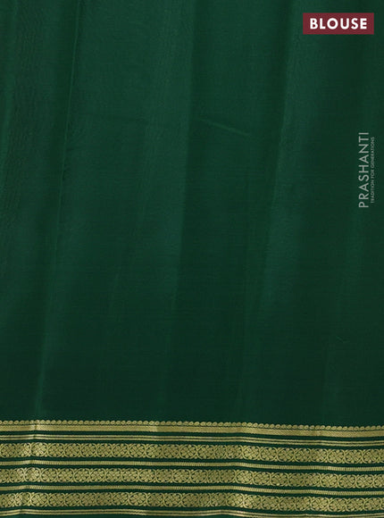 Pure mysore silk saree orange and green with plain body and zari woven border