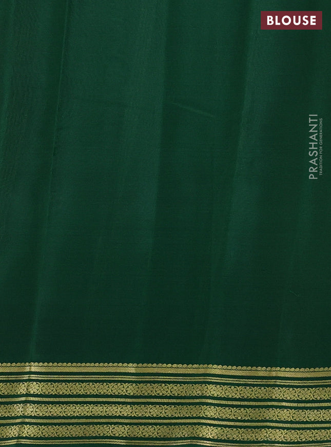 Pure mysore silk saree orange and green with plain body and zari woven border