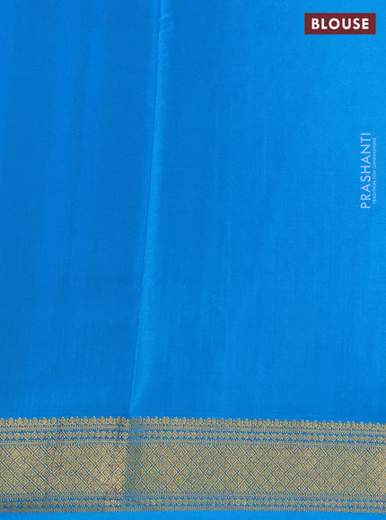 Pure mysore silk saree royal blue and cs blue with allover zari woven buttas and zari woven border