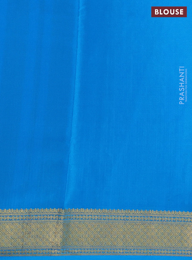 Pure mysore silk saree royal blue and cs blue with allover zari woven buttas and zari woven border