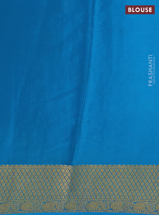 Pure mysore silk saree black and cs blue with allover zari woven buttas and zari woven border