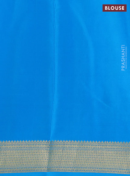 Pure mysore silk saree royal blue and light blue with allover zari woven buttas and zari woven border