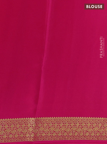 Pure mysore silk saree yellow and pink with allover zari woven buttas and zari woven border