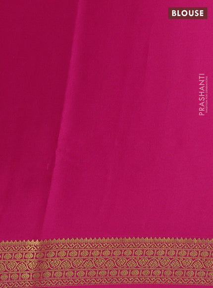 Pure mysore silk saree teal green and pink with allover zari woven buttas and zari woven border