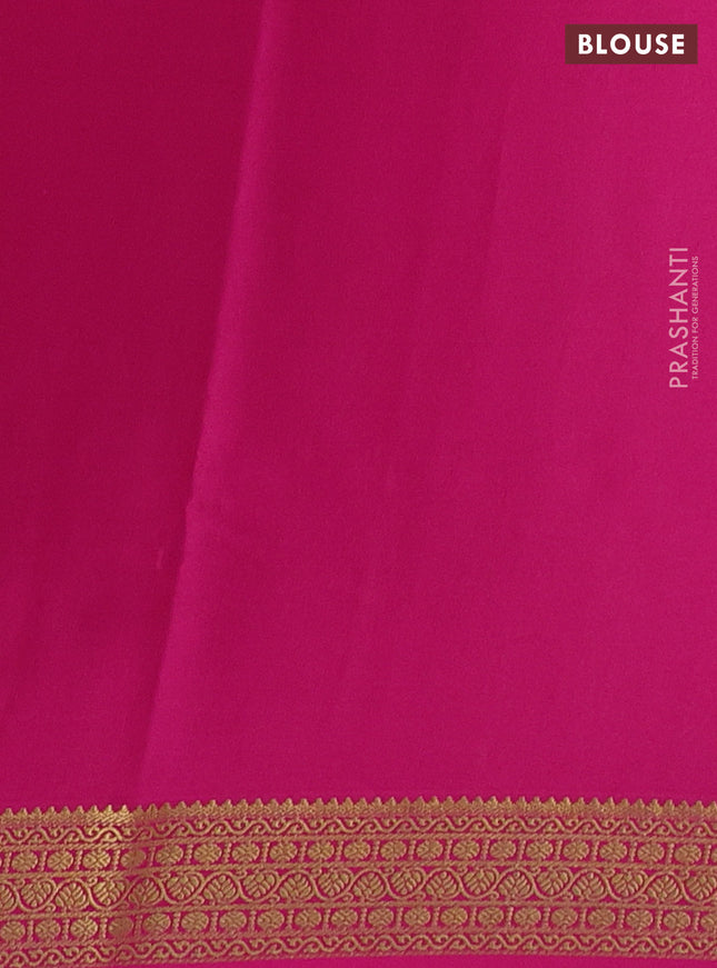 Pure mysore silk saree teal green and pink with allover zari woven buttas and zari woven border