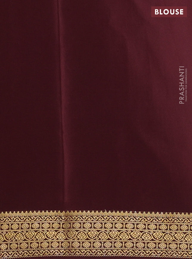 Pure mysore silk saree peach orange and brown with allover zari woven buttas and zari woven border