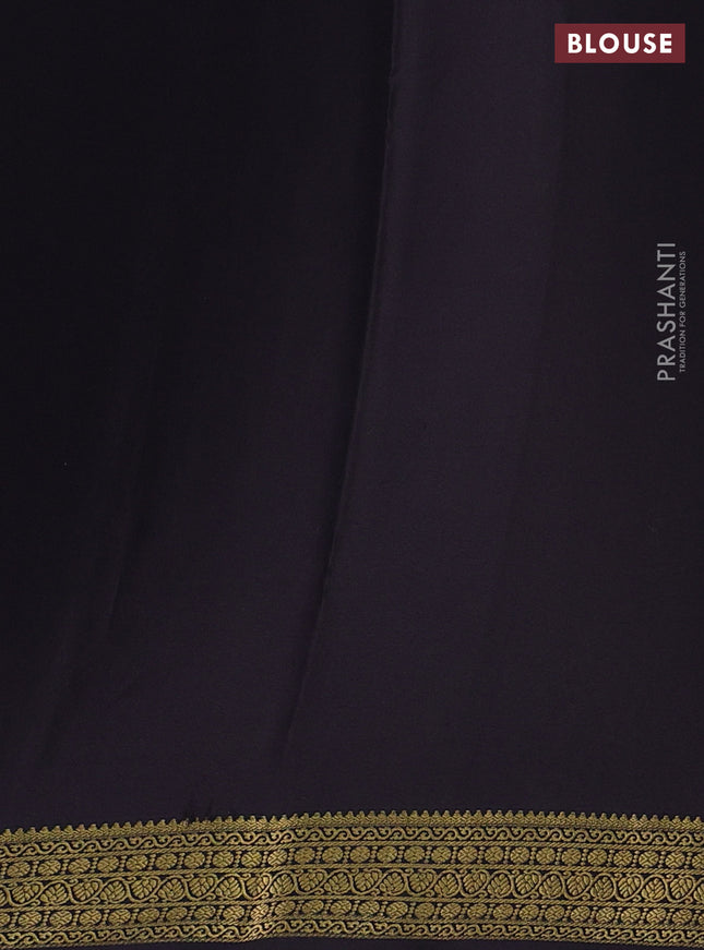 Pure mysore silk saree sandal and black with allover zari woven buttas and zari woven border