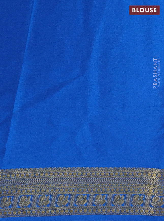 Pure mysore silk saree mango yellow and cs blue with allover zari woven annam buttas and zari woven border