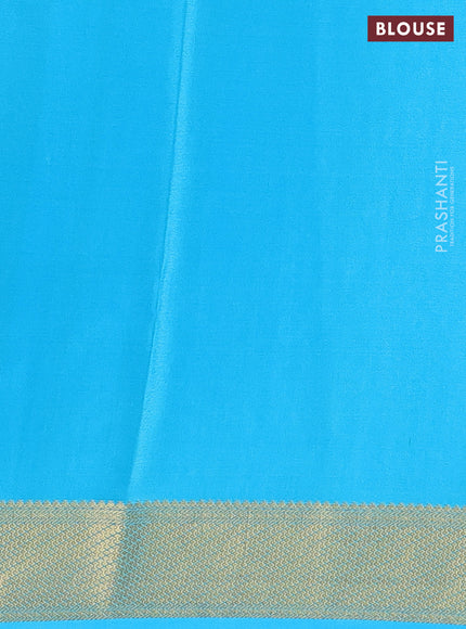 Pure mysore silk saree violet and light blue with allover zari woven buttas and zari woven border