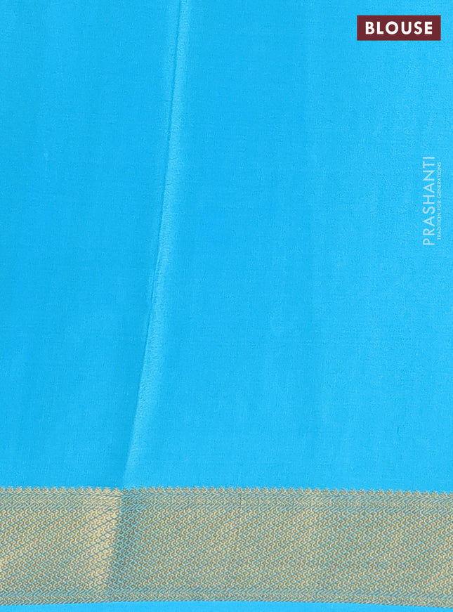 Pure mysore silk saree violet and light blue with allover zari woven buttas and zari woven border