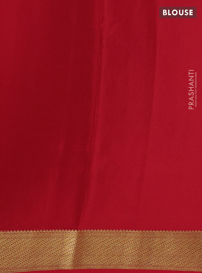 Pure mysore silk saree dark green and red with allover zari woven buttas and zari woven border