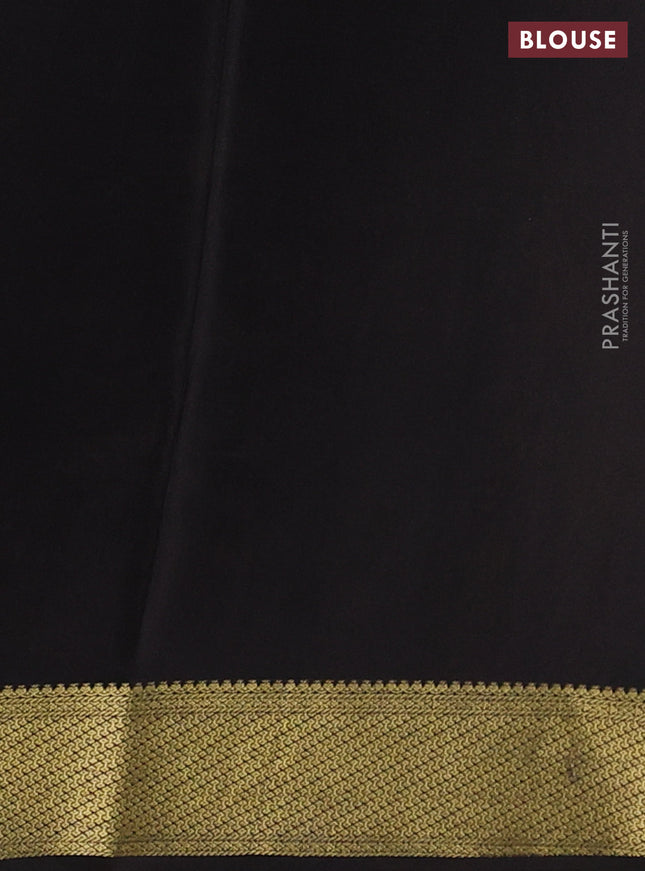 Pure mysore silk saree mustard yellow and black with allover zari woven buttas and zari woven border